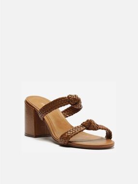 Arezzo Remy Mid Block Sandal- Brown